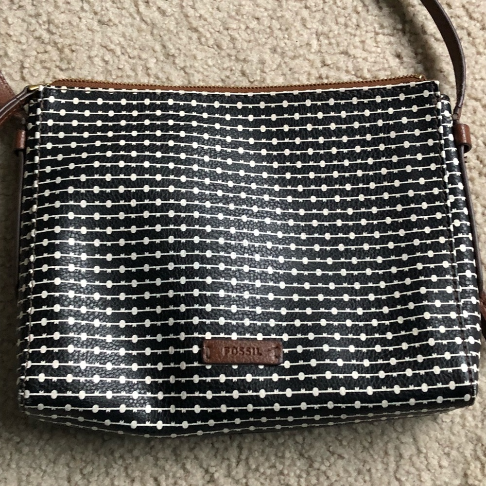 Fossil Black and White Crossbody Bag